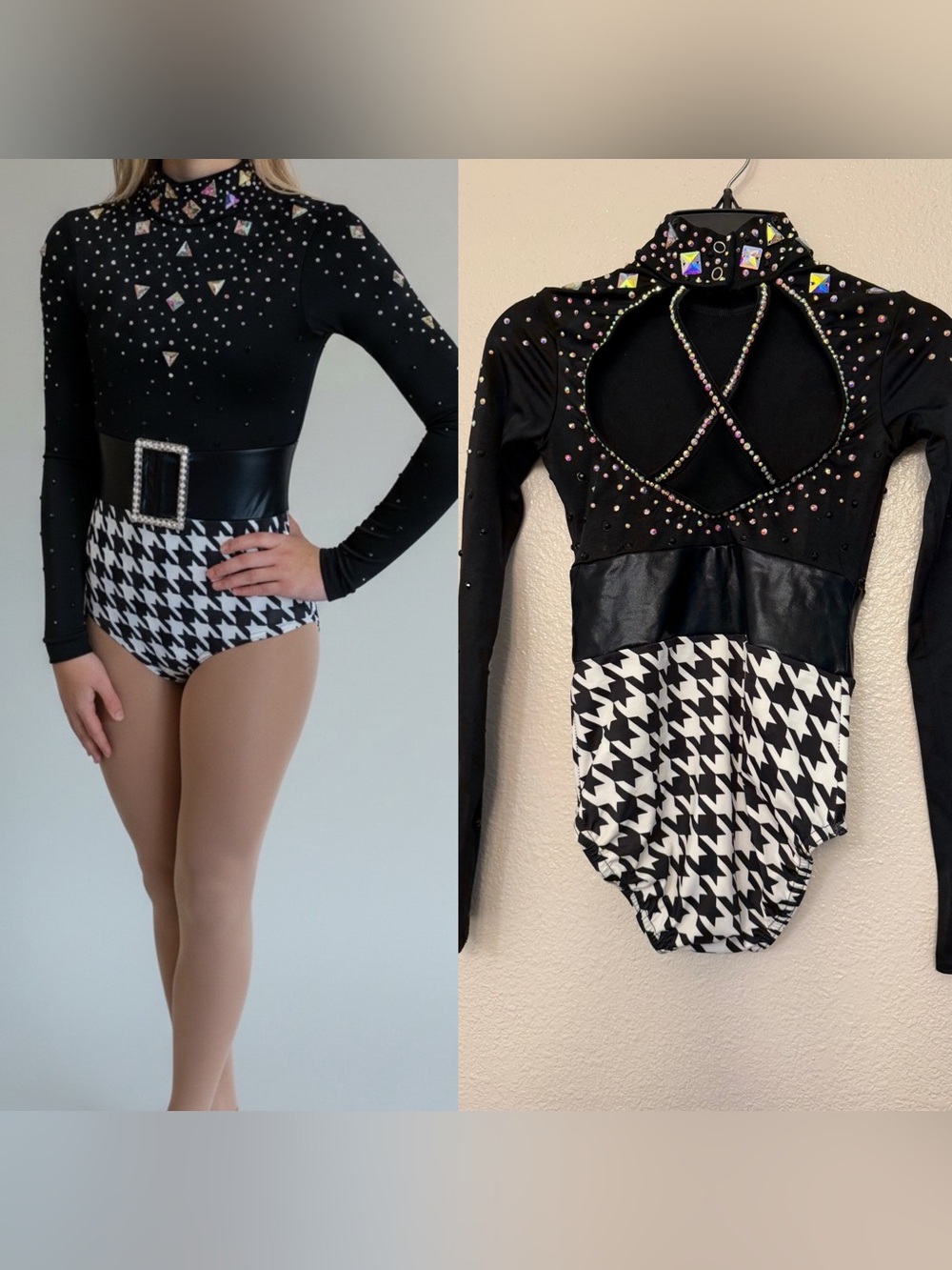 Kelle dance black costume houndstooth menswear custom tux suit MC-Medium child